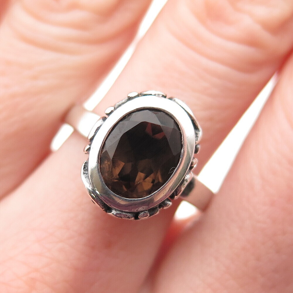 Silpada 925 Sterling Silver Vintage Real Smoky Quartz Swirl Ring Size 8